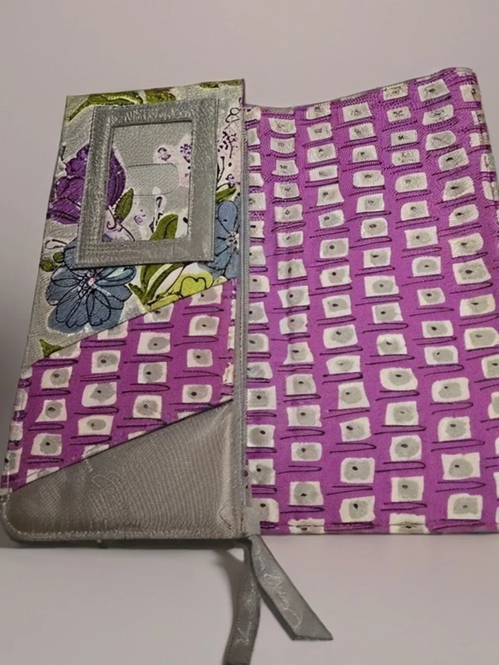 Vera Bradley Floral Wallet Clutch - Gray Purple & Green - Picture 4 of 6